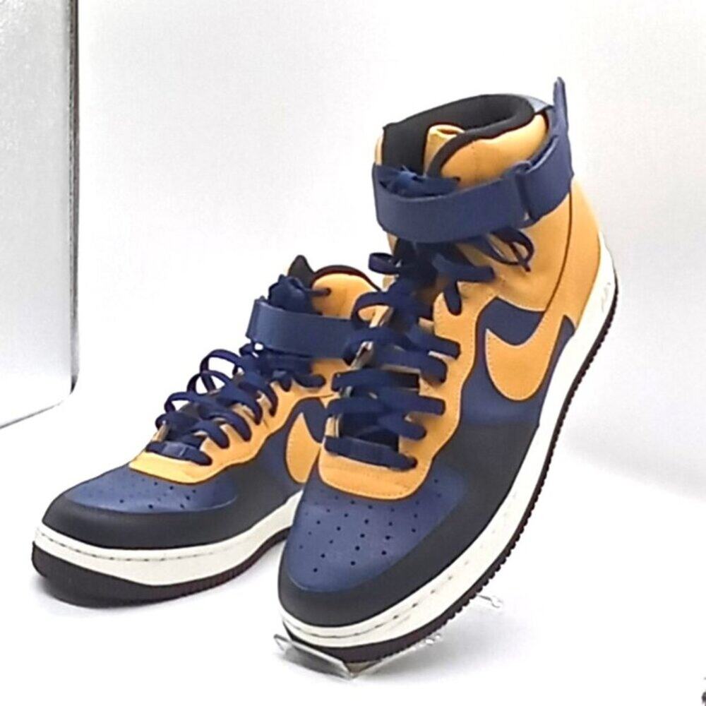 Nike Air Force 1 High Top Athletic Shoes Men 11.5 Yellow / Black Lace & Loop EUC - Picture 5 of 12